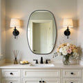 Oval Bathroom Vanity Mirror with Brushed Aluminum Alloy Frame, Decorative Wall Mirror, Horizontal or Vertical Mount for Bathroom, Bedroom, Living Room, Entryway