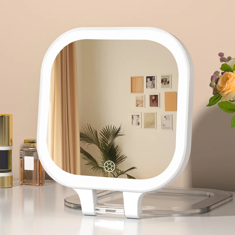 Lighted Travel Makeup Mirror – 10X Magnification, Rechargeable Double-Sided Vanity Mirror