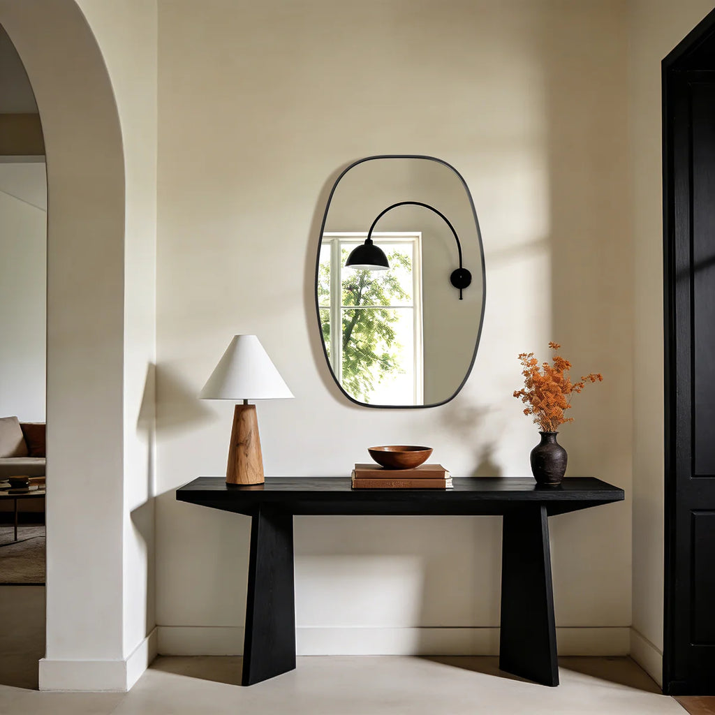Oval Bathroom Vanity Mirror with Brushed Aluminum Alloy Frame, Decorative Wall Mirror, Horizontal or Vertical Mount for Bathroom, Bedroom, Living Room, Entryway
