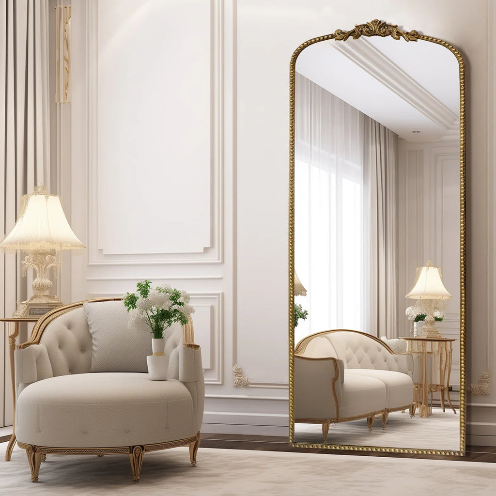 Arched Antique Ornate Vinatge Full Length Floor Mirror