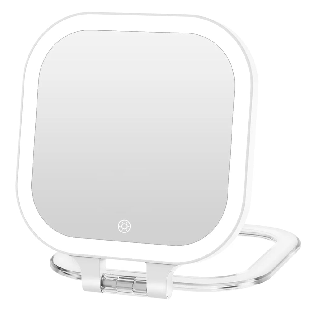 Lighted Travel Makeup Mirror – 10X Magnification, Rechargeable Double-Sided Vanity Mirror