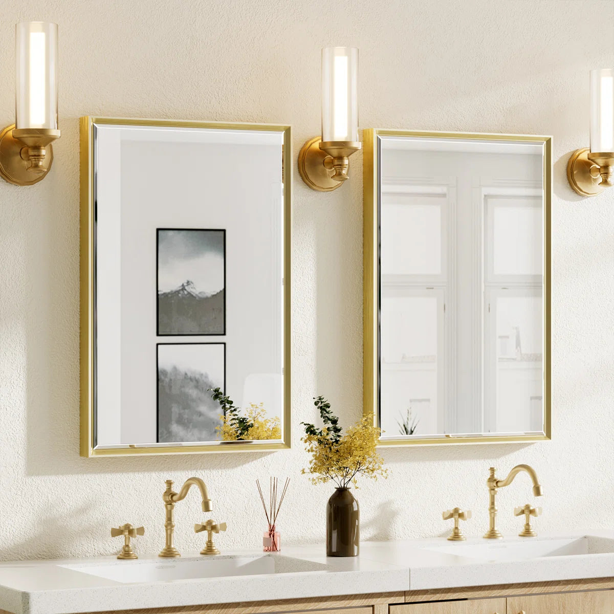 Lohoski Decorative Bathroom Vanity Mirror for Wall - Beveled Design