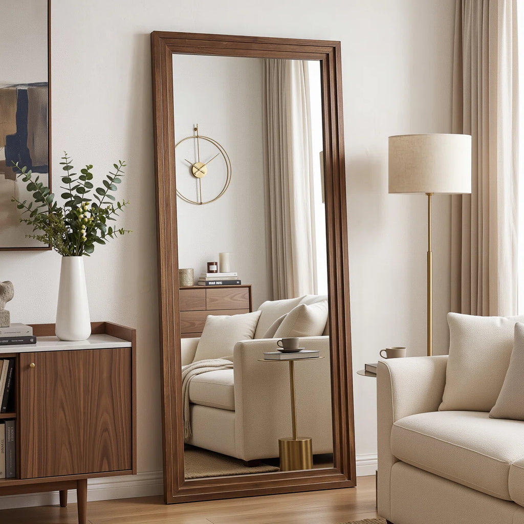 Wood Full Length Mirror Wooden Full Body Mirror with Stand