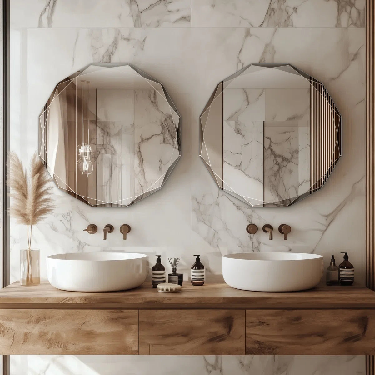 Beveled Frameless Bathroom Vanity Mirror Decorative Wall Accent Mirror