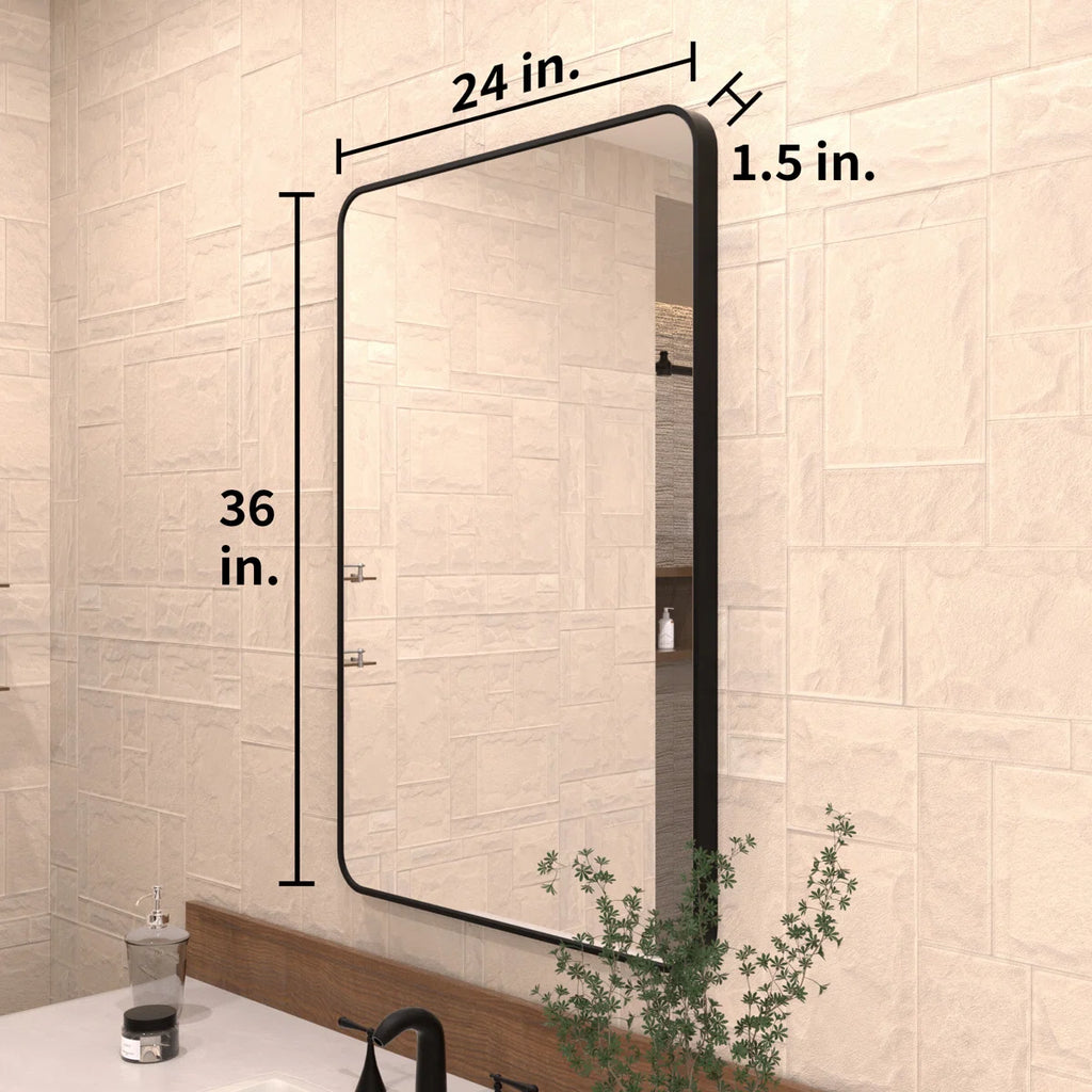Cosy 24 in. W x 36 in. H Rectangular Modern Framed Wall Bathroom Vanity Mirror in Matte Black