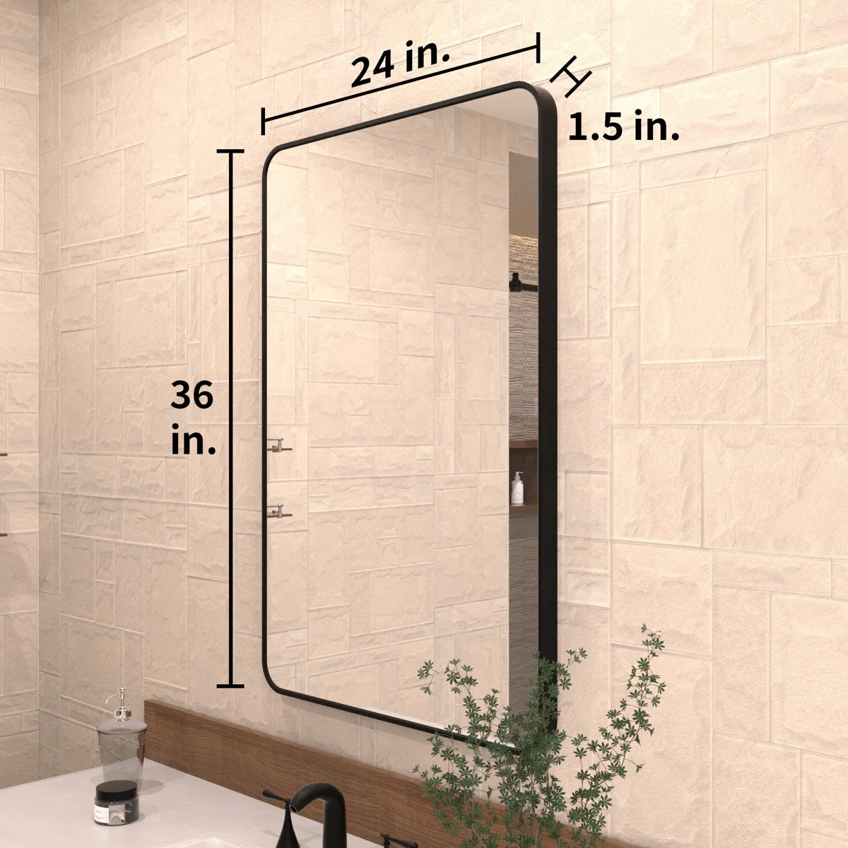 Cosy 24 in. W x 36 in. H Rectangular Modern Framed Wall Bathroom Vanity Mirror in Matte Black