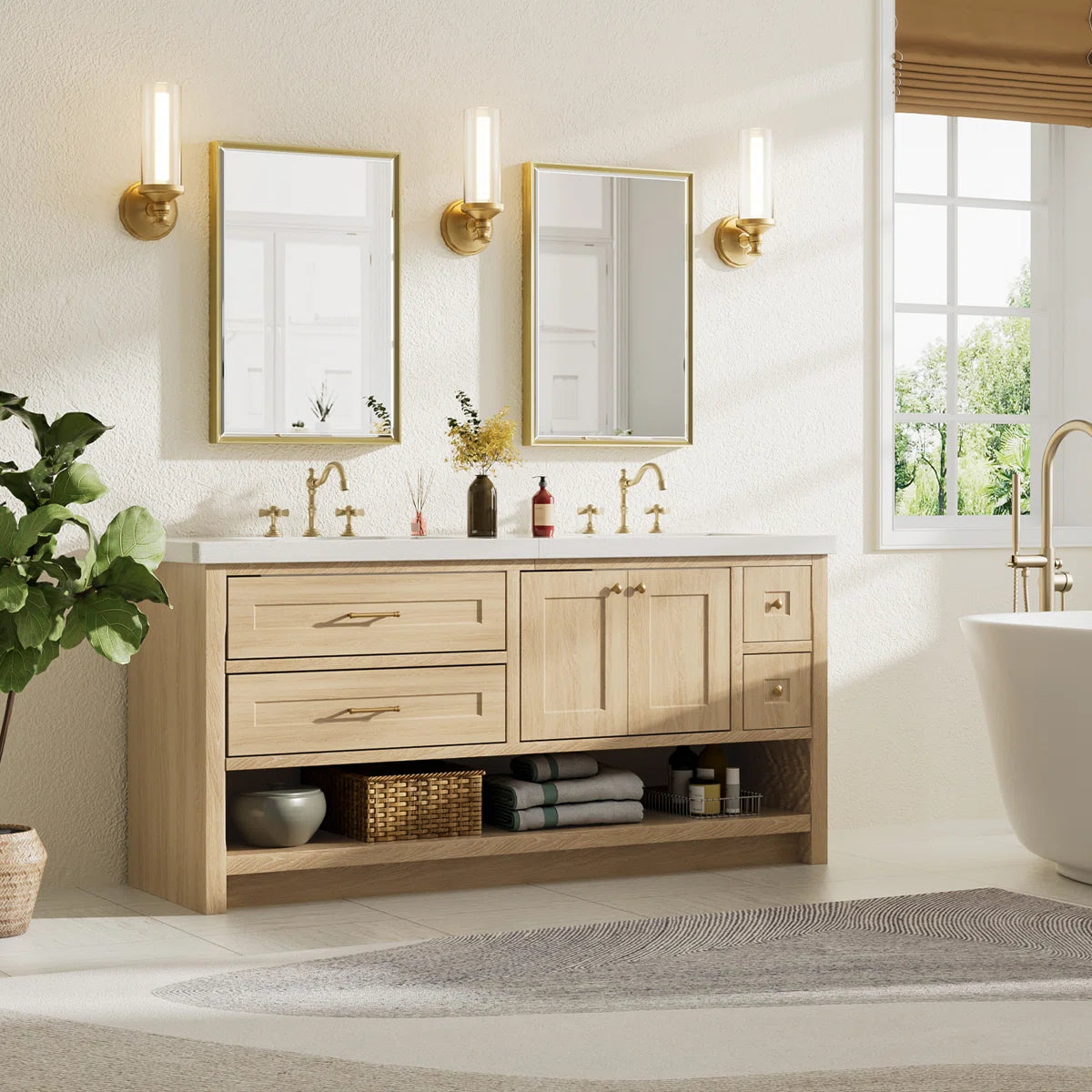 Lohoski Decorative Bathroom Vanity Mirror for Wall - Beveled Design