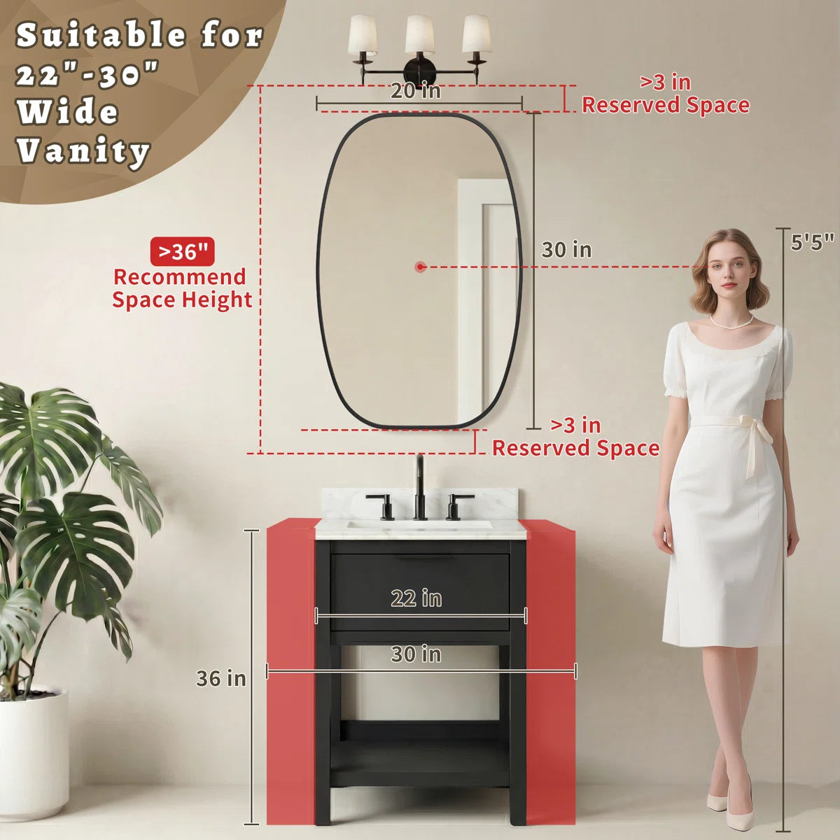 Oval Bathroom Vanity Mirror with Brushed Aluminum Alloy Frame, Decorative Wall Mirror, Horizontal or Vertical Mount for Bathroom, Bedroom, Living Room, Entryway