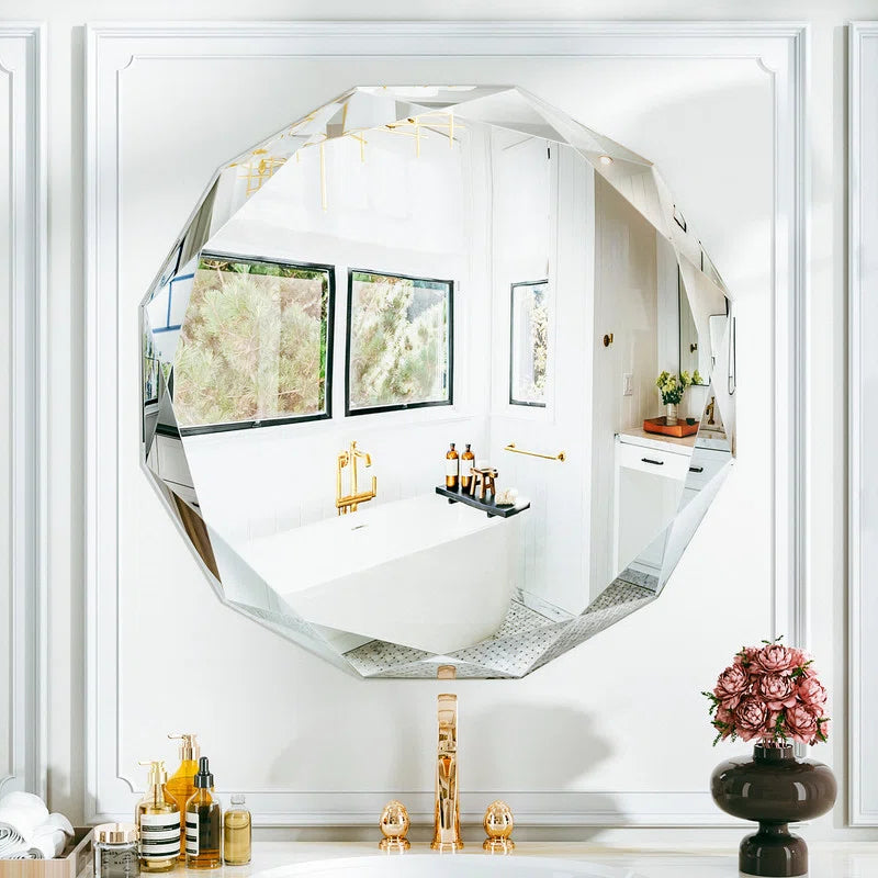 Beveled Frameless Bathroom Vanity Mirror Decorative Wall Accent Mirror