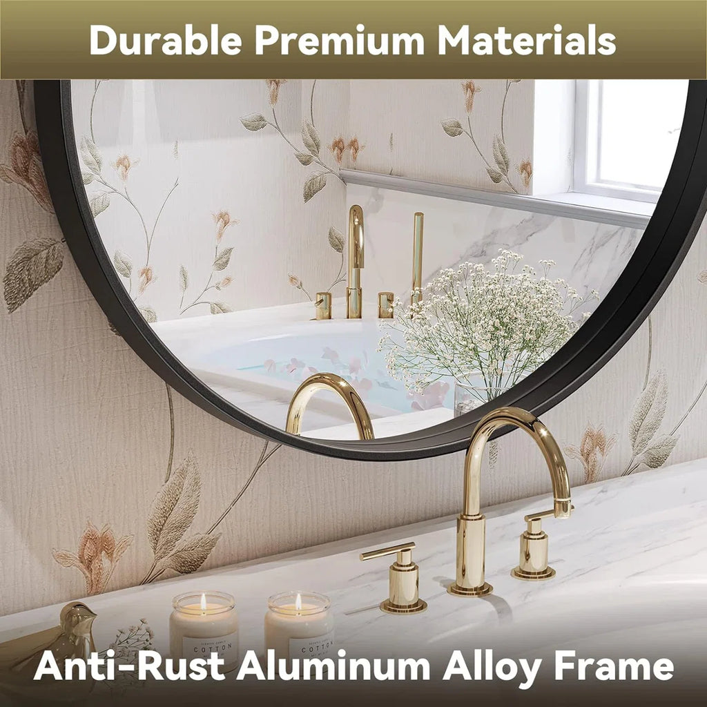 Axia 36''x24'' Metal Oval Pill-Shaped Wall Mirror for Bathroom, Living Room, Entryway