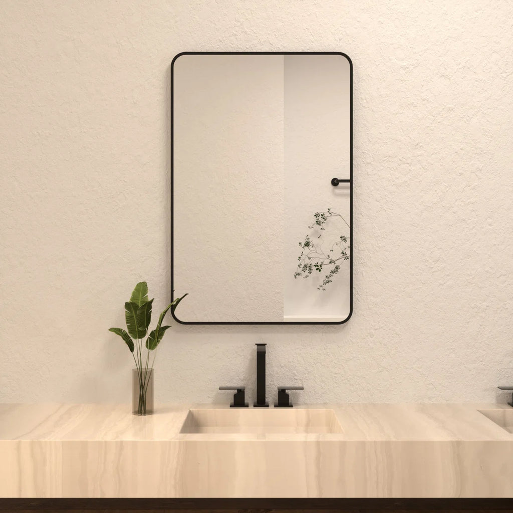 Cosy 24 in. W x 36 in. H Rectangular Modern Framed Wall Bathroom Vanity Mirror in Matte Black
