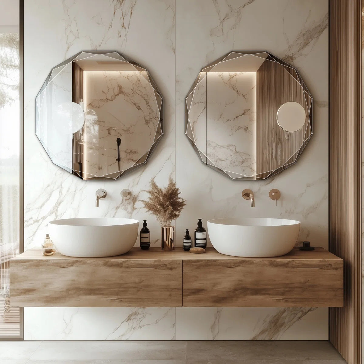 Beveled Frameless Bathroom Vanity Mirror Decorative Wall Accent Mirror