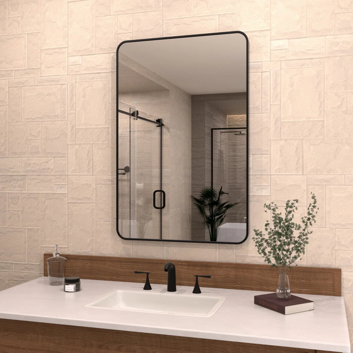 Cosy 24 in. W x 36 in. H Rectangular Modern Framed Wall Bathroom Vanity Mirror in Matte Black